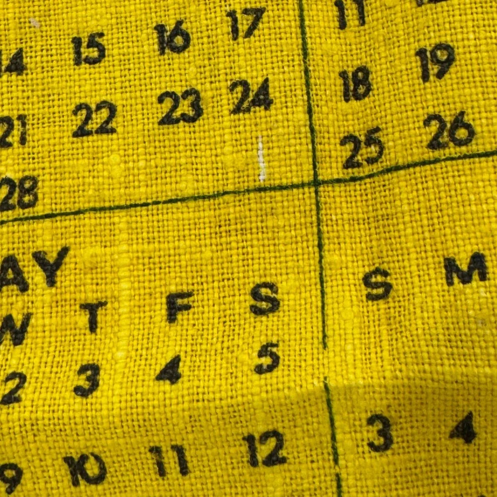 Vintage 1979 Calendar Tea Towel Folk Art Horse Carriage Linen Wall Hanging